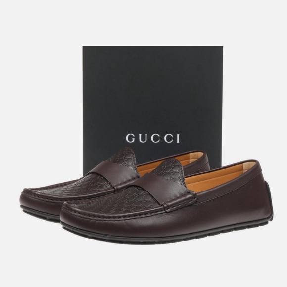 Authentic Gucci Microguccissima Leather Driver Loafer shoes  Size 8 - Picture 1 of 9